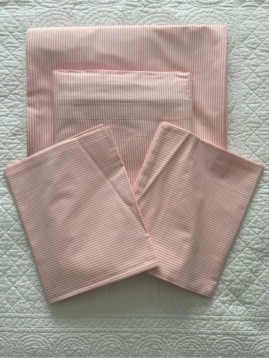 Tessitura Toscana Telerie Other - Tessitura Toscana Telerie King Set Sheets And Pillowcases Stripe Pink White NEW